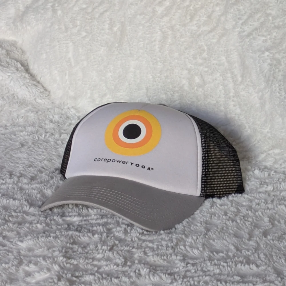 Corepower Yoga Trucker Hat Mesh Back Foam Front White Grey Black New Adjustable